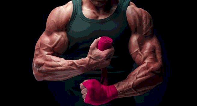 muscles and veins stand out