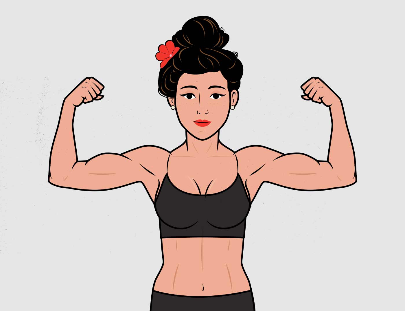 Illustration of a woman flexing her biceps.