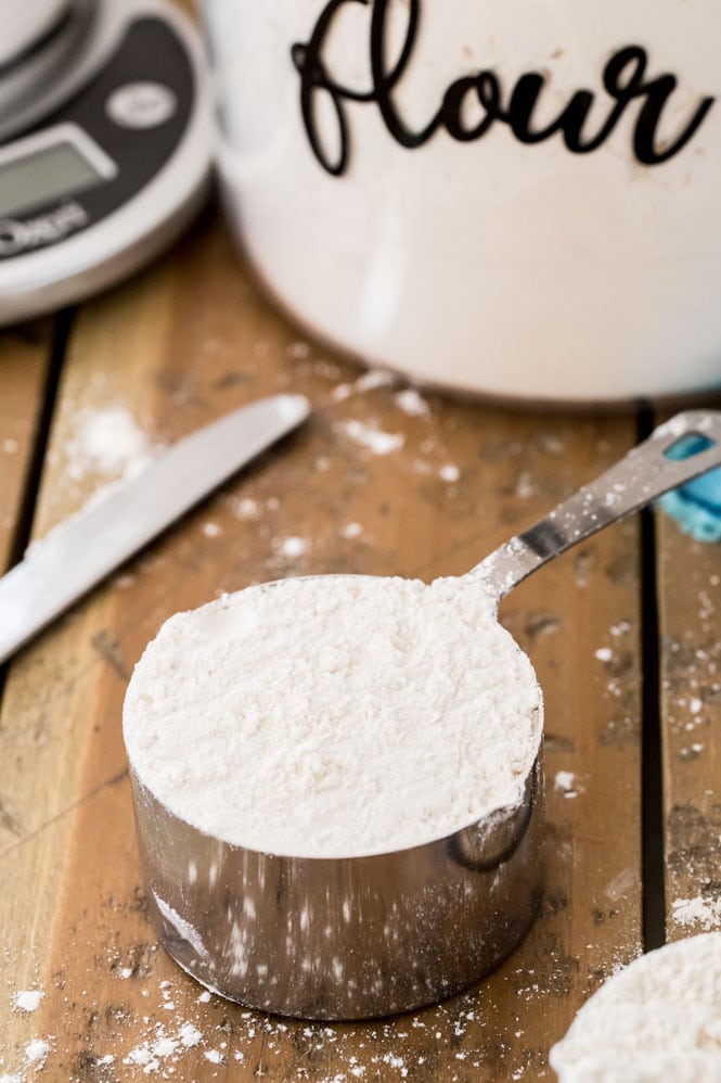 Flour in a measuring cup